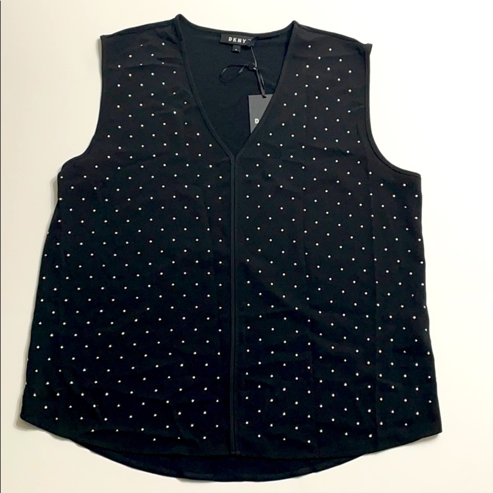 Dkny BLACK STUDDED SLEEVELESS TOP